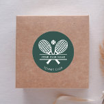 Add Your Club Name Tennis Sports Green Any Colour Classic Round Sticker<br><div class="desc">Easily customise this sticker by adding your club or society name by clicking the "Personalise" button. You can change the background, fonts, and patch colour by clicking the "Edit with Design tool". Perfect for any club, business, or school society. Order as many or as fewer as required. There's no setup...</div>