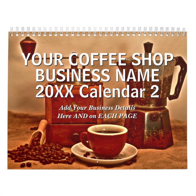 Add Your Coffee Shop Business Name Details 20xx  Calendar (Cover)