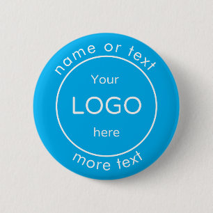 Add your company business shop logo blue 6 cm round badge