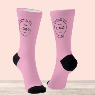 Add your company business shop logo light pink socks