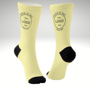 Add your company business shop logo light yellow  socks