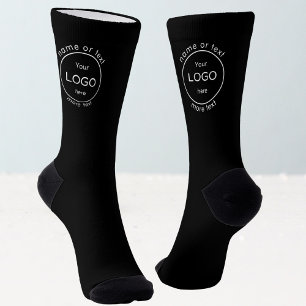 Add your company business shop logo promo black  socks