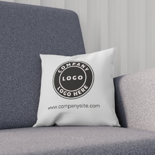 Add Your Company Logo Business Brand Grey Cushion