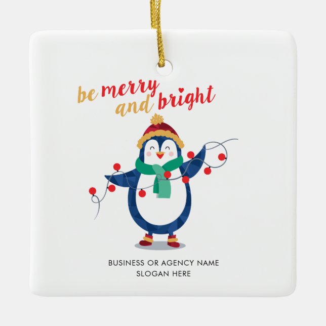 Add Your Company Logo Business Owner Christmas Ceramic Ornament (Front)
