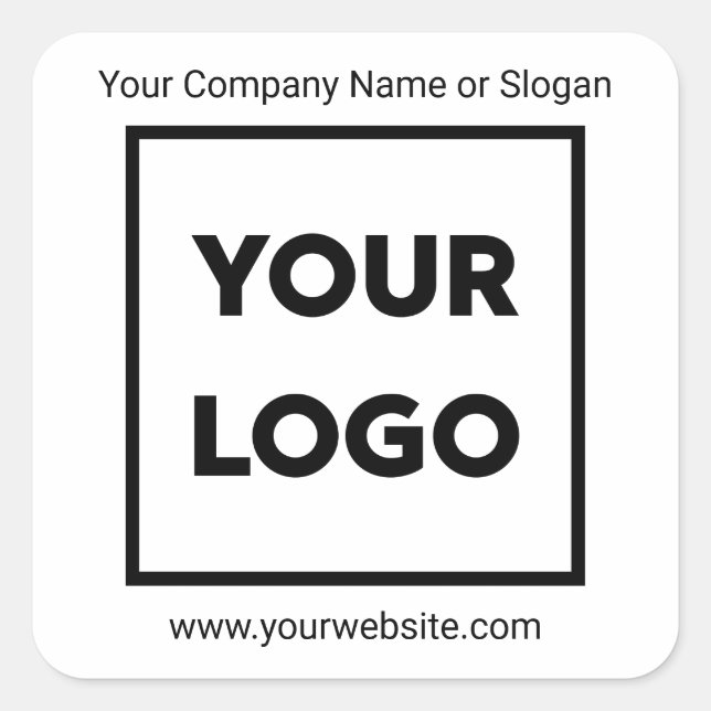 Add Your Company Logo, Business Website and Slogan Square Sticker (Front)