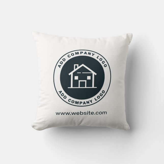 Add Your Company Logo Website Real Estate Custom Cushion (Front)