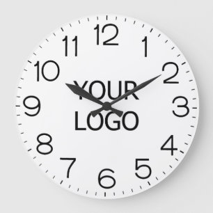 Add Your Company's Logo Small Business White Base Large Clock