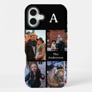 Add Your Custom 4 Photo, Monogrammed & Family Name iPhone 16 Plus Case