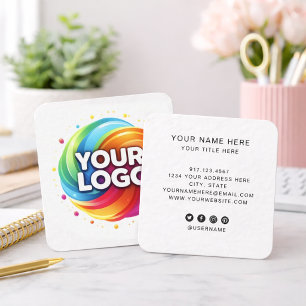 Add Your Custom Circle Logo Professional Square Business Card