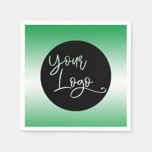 Add Your Custom Logo Bright Green and White Ombre Napkin