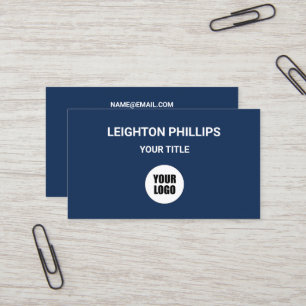 Add Your Custom Logo Circle Dark Blue Professional Business Card
