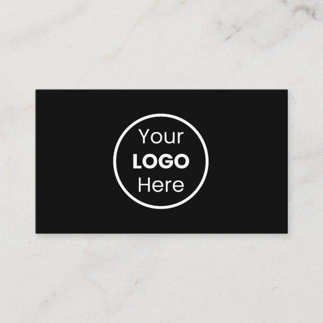 Add Your Custom Logo Circle Professional Black  Business Card (Front)