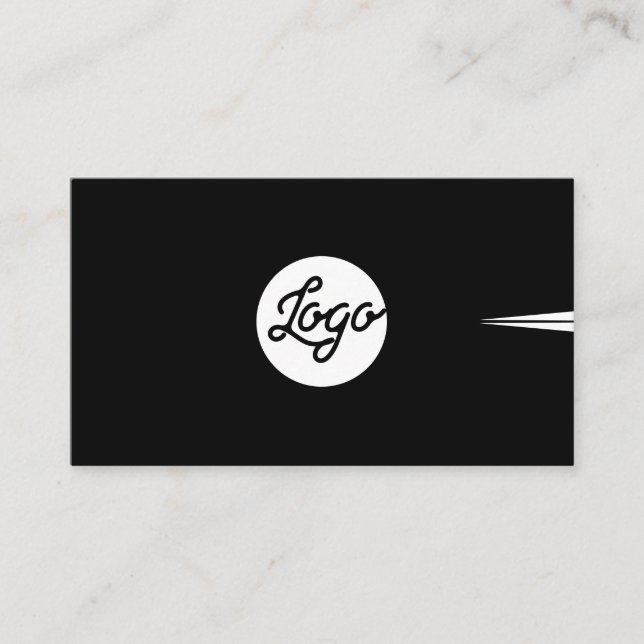 Add Your Custom Logo Circle Professional Black Business Card (Front)