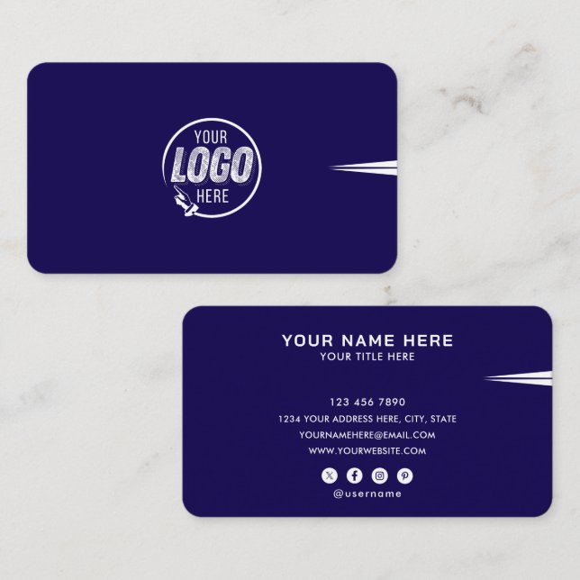 Add Your Custom Logo Circle Professional Blue Business Card (Front/Back)