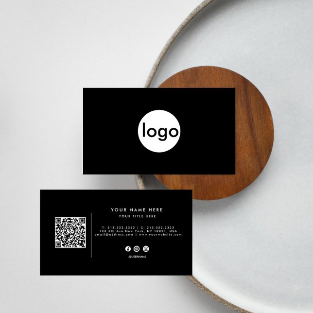 Add your custom logo circle professional QR Code  Business Card (Creator Uploaded)