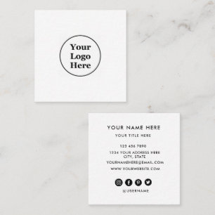 Add your custom logo circle professional white squ square business card