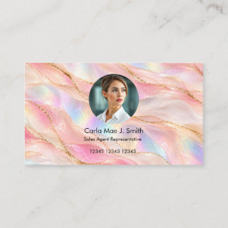 Add your custom logo modern pink marble rose gold business card