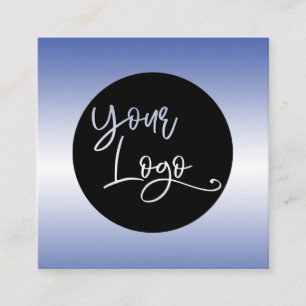Add Your Custom Logo Over Blue and White Ombre Square Business Card