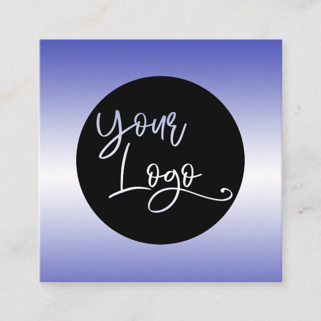 Add Your Custom Logo Over Purple and White Ombre Square Business Card (Front)