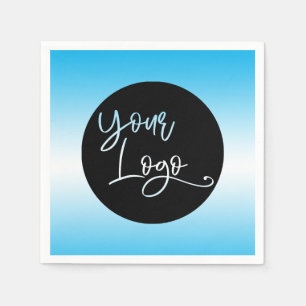 Add Your Custom Logo Over Sky Blue and White Ombre Napkin
