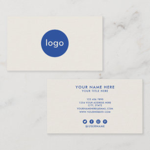 Add Your Custom Logo Professional Cream And Blue Business Card