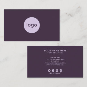 Add Your Custom Logo Professional Plum And Lilac Business Card