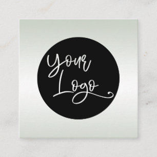 Add Your Custom Logo Sage Green and White Ombre Square Business Card