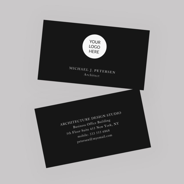 Add your custom logo simple professional black business card (Creator Uploaded)