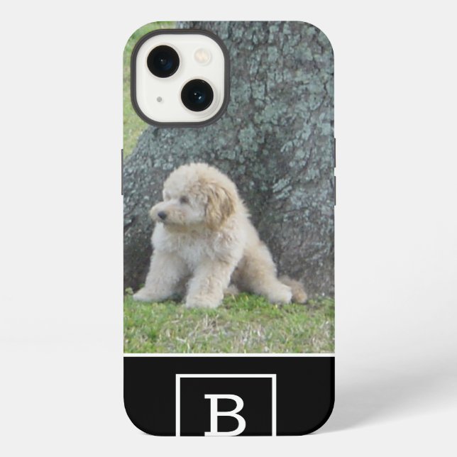 Add Your Custom Photo & Monogram Initial Black iPhone Case (Back)
