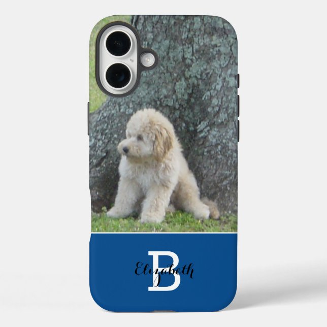 Add Your Custom Photo, Name & Initial Royal Blue Case-Mate iPhone Case (Back)
