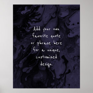 Add Your Custom Quote Black Marble, Dusty Purple Poster