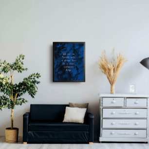 Add Your Custom Quote Black Marble Royal Blue Poster