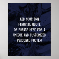 Add Your Custom Quote Black & Navy Blue Marble