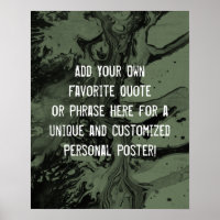 Add Your Custom Quote Black & Olive Green Marble