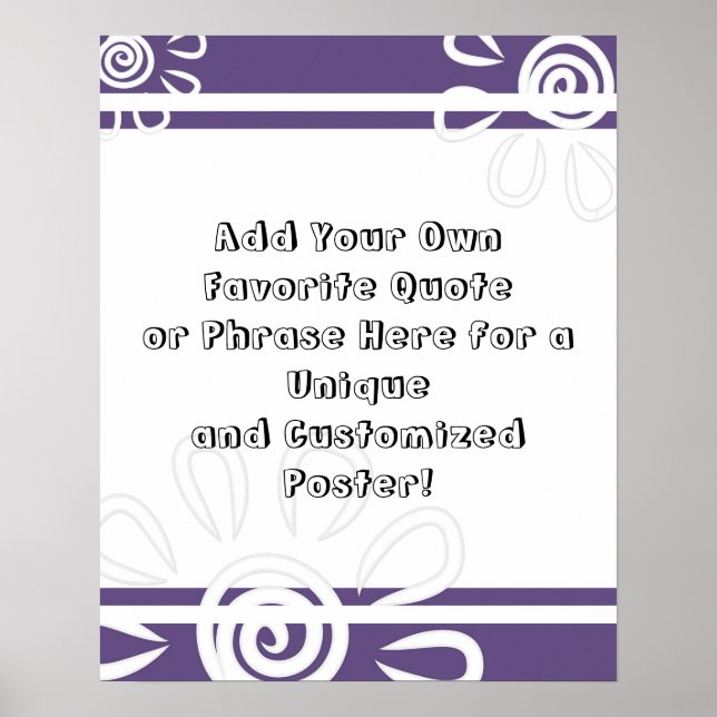 Add Your Custom Quote Stripes Flowers Dusty Purple Poster (Front)