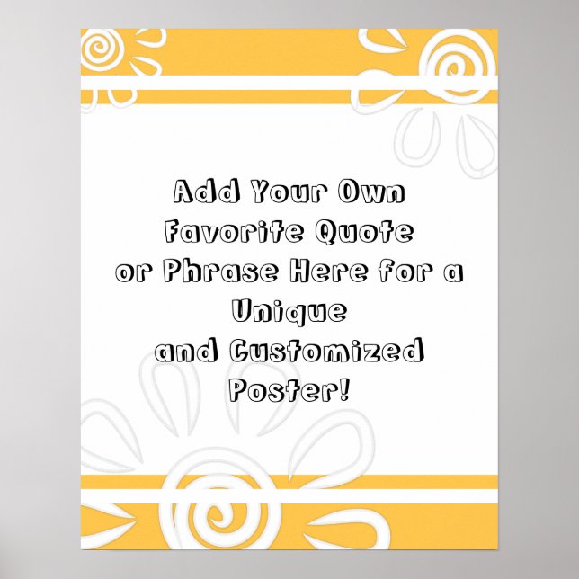 Add Your Custom Quote Stripes & Flowers on Apricot Poster (Front)