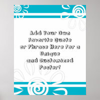 Add Your Custom Quote Stripes Flowers Scuba Blue
