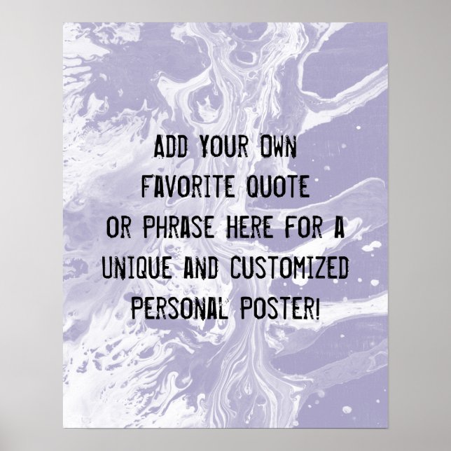 Add Your Custom Quote White Marble Dusty Purple Poster (Front)