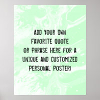 Add Your Custom Quote White Marble Mint Green