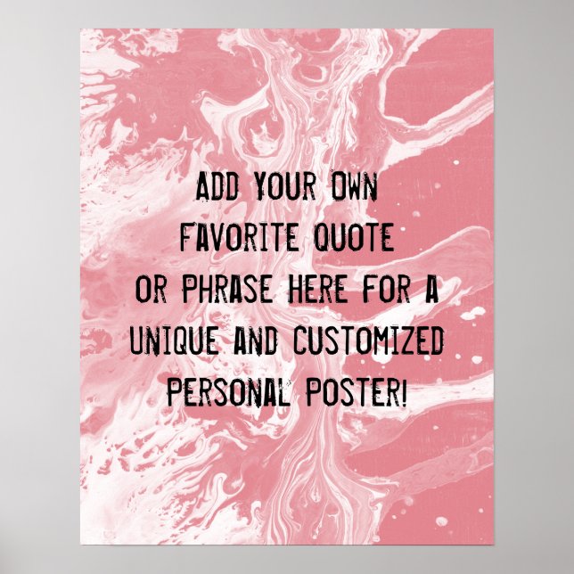 Add Your Custom Quote White Marble Strawberry Ice Poster (Front)