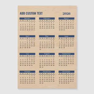 add your custom text 2026 Calendar Magnetic Card