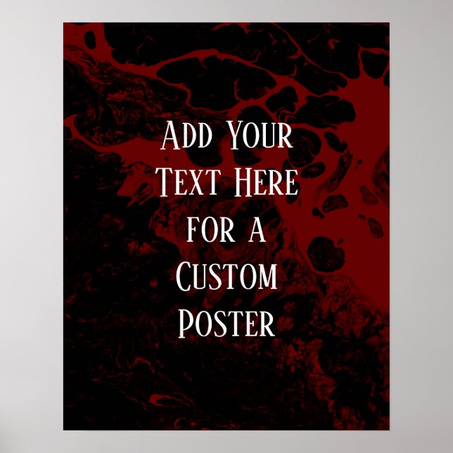 Add Your Custom Text Black & Burgundy Marble Poster (Front)