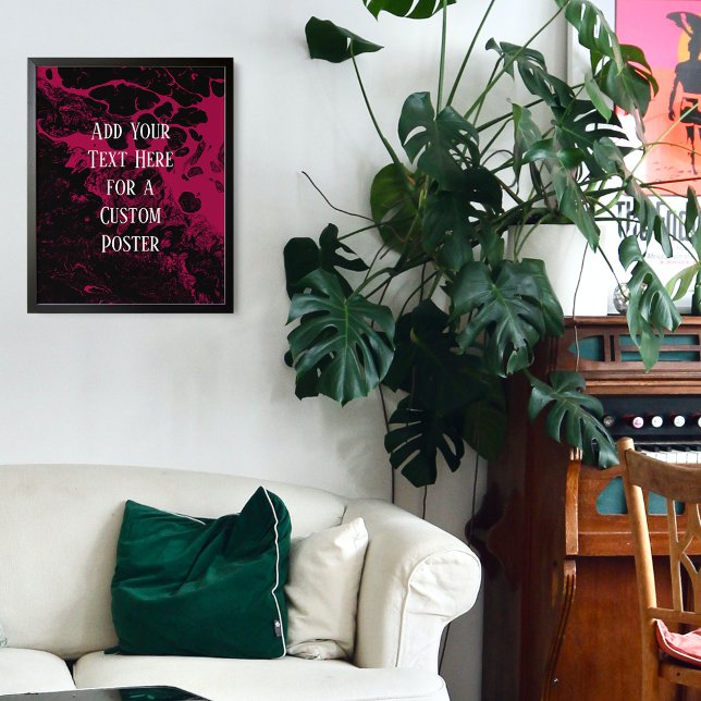 Add Your Custom Text Black & Raspberry Marble Poster (Creator Uploaded)