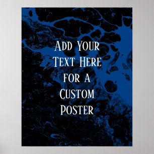 Add Your Custom Text Black & Royal Blue Marble Poster