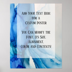 Add Your Custom Text Blue Abstract Alcohol Ink Poster