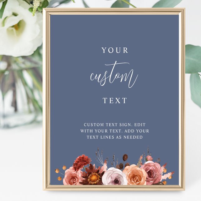 Add Your Custom Text, Blue Burgundy  Wedding Sign (Creator Uploaded)