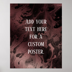Add Your Custom Text on Rose Gold & Black Marbling Poster