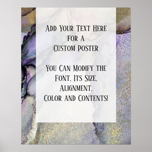 Add Your Custom Text Organic Abstract Alcohol Ink Poster (Front)