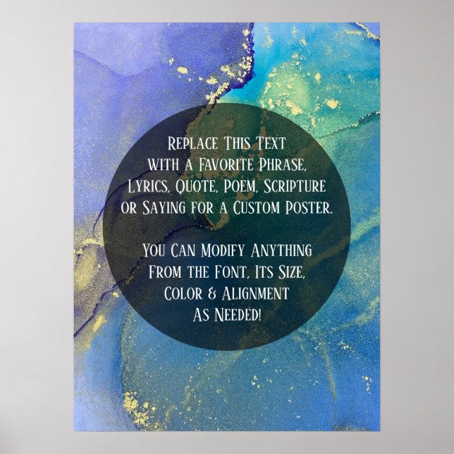 Add Your Custom Text Organic Abstract Alcohol Ink  Poster (Front)