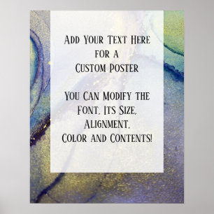 Add Your Custom Text Organic Abstract Alcohol Ink Poster